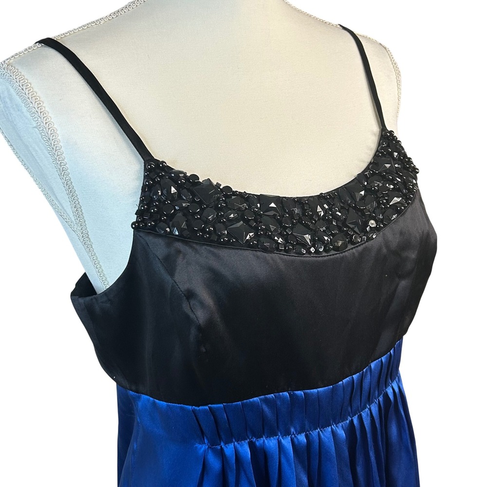 Kensie‎ Y2k Babydoll Cami Top Sz M Beaded 100% Silk Black Blue Whimsygoth Formal